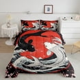 thumbnail image 1 of Japanese Ukiyoe Koi Fish Comforter Set Twin,Ocean Surfing Bedding Set Gossip Koi Fish Cherry Blossom Bedding Comforter Sets Exotic Koi Animal Sakura Floral Quilt, 1 of 7