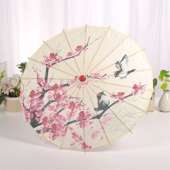 Japanese Umbrella, Lightweight Bamboo Paper Parasol with Cherry Blossom Wall Art Style Prints, for Paper Flowers decorations for Wall, Bird Wall decor, Home decor Living Room Wall