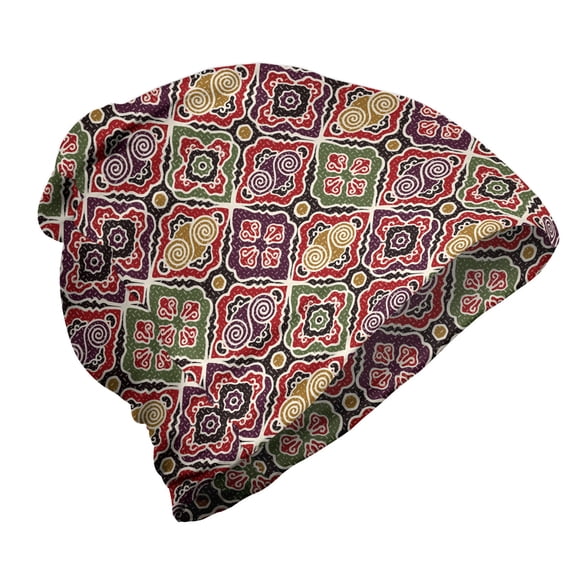 Japanese Unisex Beanie, Antique Motifs, Hiking Outdoors, Multicolor, by Ambesonne