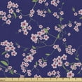 thumbnail image 1 of Ambesonne Navy and Blush Fabric by the Yard Upholstery, Sakura Blossom, 10 Yards, Purple Rose Fern Green, 1 of 4