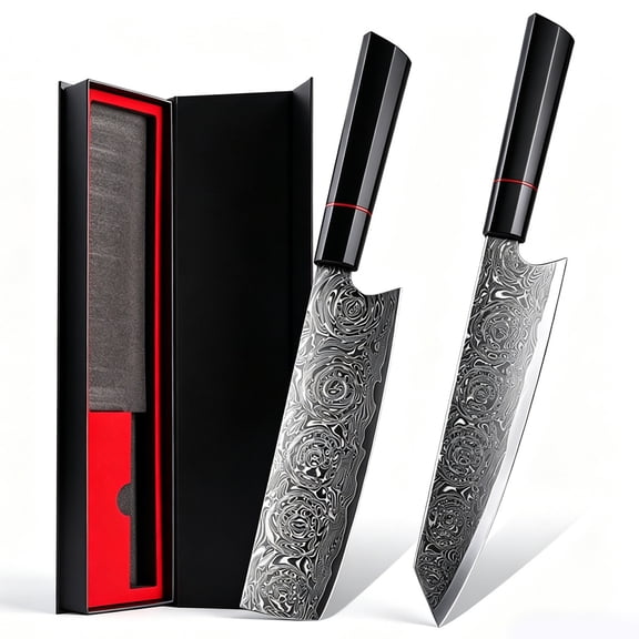 Japanese VG10 Damascus Steel Chef Knife Set, with Gift Box, Ultra Sharp Cooking Cutlery for Home Use