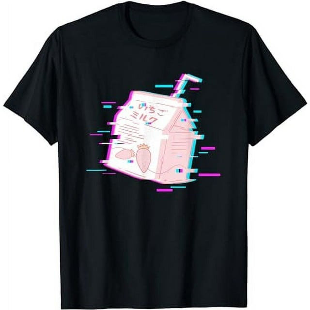 Japanese Vaporwave Aesthetic Strawberry Milk Carton T-Shirt - Walmart.com