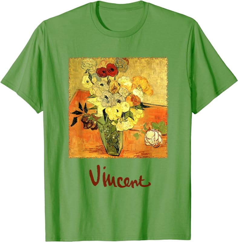 Japanese Vase with Roses and Anemones by Vincent van Gogh TShirt