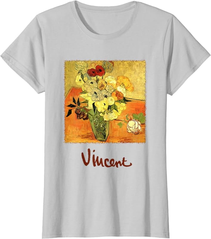 Japanese Vase with Roses and Anemones by Vincent van Gogh TShirt
