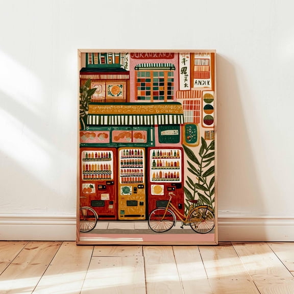 Japanese Vending Machine Art Retro Japan Poster Urban Tokyo Decor, Unframed Poster