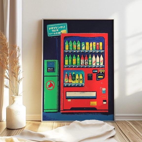 Japanese Vending Machine In Tokyo Japanese Print Japanese Home Decor Modern Art Pop Art Poster Modern Art Print Night Art Neon Art