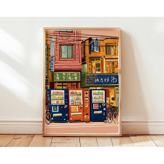 Japanese Vending Machine Japan Retro Colorful Food Urban Snack Pop Culture Wall Art Print, Unframed Paper Poster 8x10in