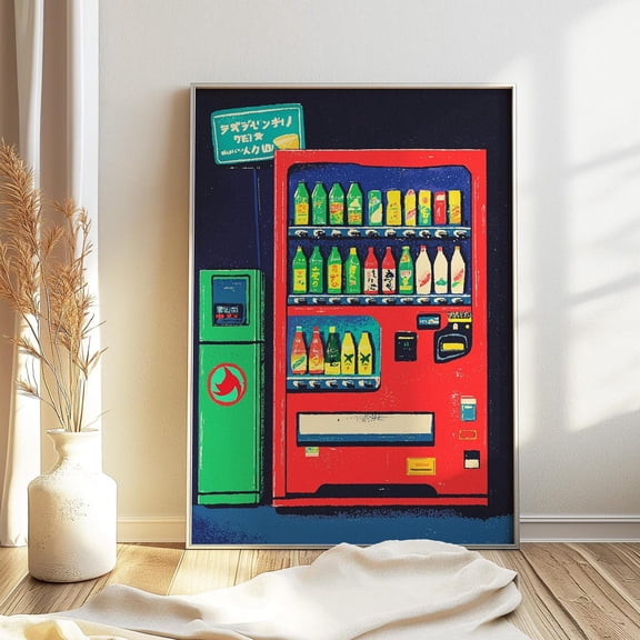 Japanese Vending Machine Tokyo Night Pop Neon Modern Art Print Poster Unframed Paper Print