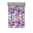 thumbnail image 1 of Japanese Vibes Fitted Sheet & Pillow Sham Set, Wild Jungle Theme Watercolor Sakura Pattern Bohemian Print, Decorative Printed 3 Piece Bedding Decor, Calking, Pale Pink Hot Pink Quartz, by Ambesonne, 1 of 2