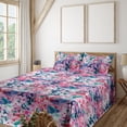 thumbnail image 1 of Ambesonne Japanese Vibes Fitted & Flat Sheet with Shams 4 Pcs Set, Sakura Artwork Boho, Queen, Pale Pink Hot Pink Quartz, 1 of 5