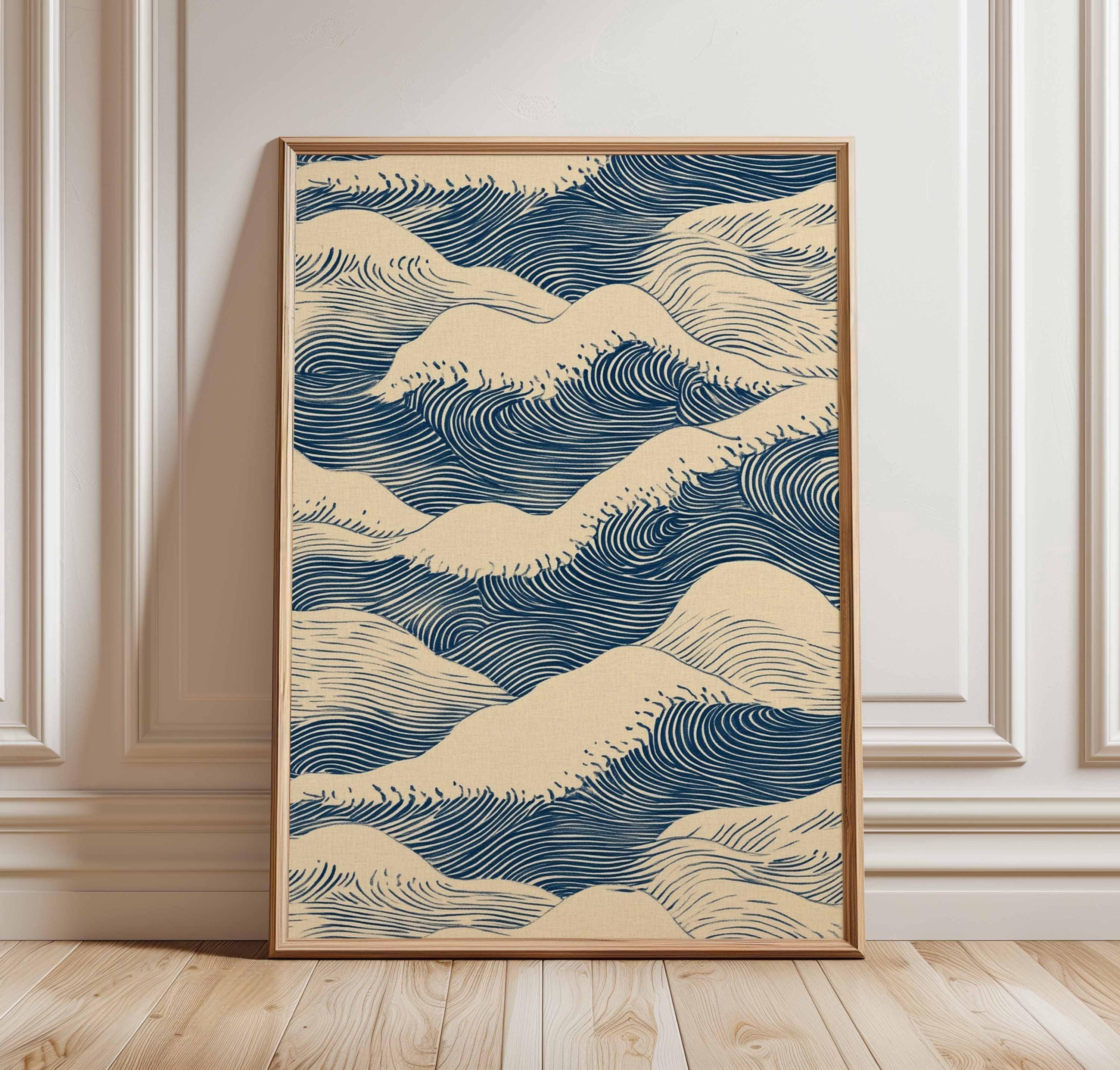Surf Pattern Shirts Japanese Vintage Wave Pattern Modern Geometric Abstract Retro Mid ...