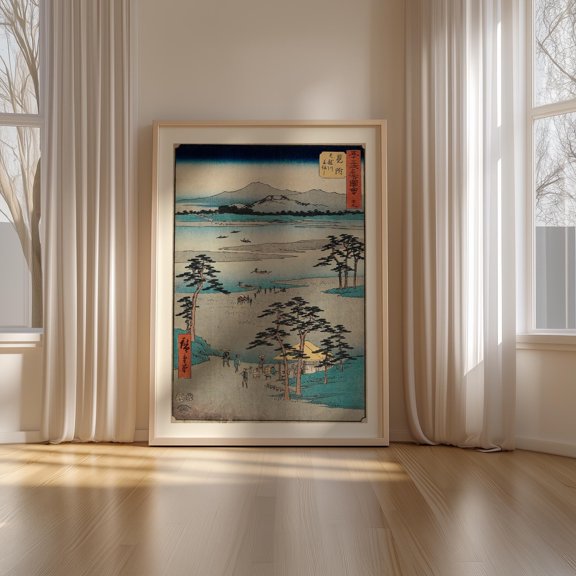 Japanese Wall Art Print Eagle Over Water Poster Vintage Ukiyo-e Wildlife Illustration
