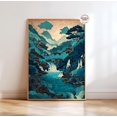 Waterfall Only Japanese Waterfall Landscape Line Art Japandi Poster , Poster Print ...