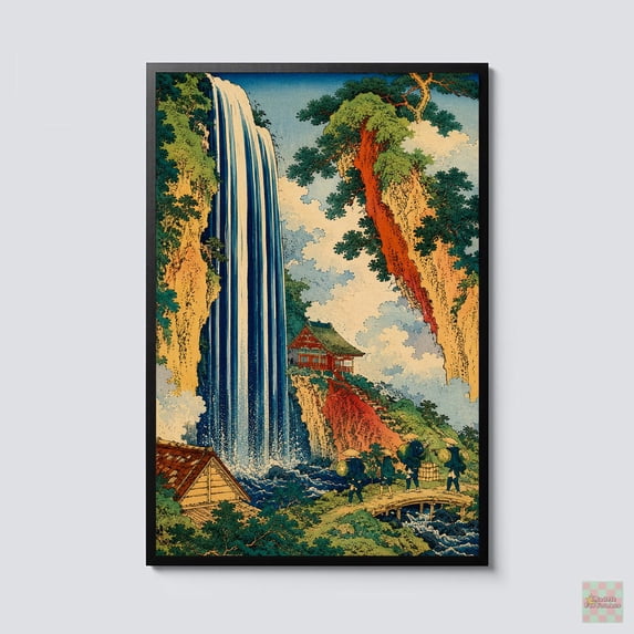 Waterfall Only Japanese Waterfall Vintage Asian Landscape Traditional Ukiyo-e Nature ...