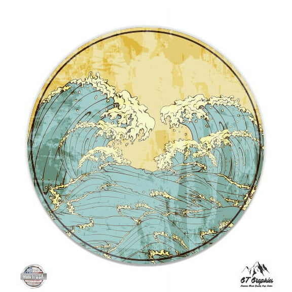 Japanese Wave - 5" Vinyl Sticker - For Car Laptop I-Pad - Waterproof Decal