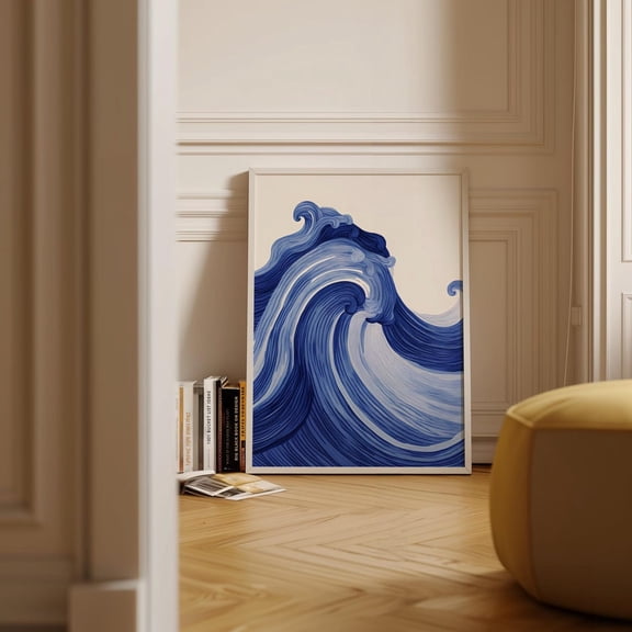 Japanese Wave Art Print, Minimalist Coastal Decor Home Decor #2400, 24x36 UNFRAMED