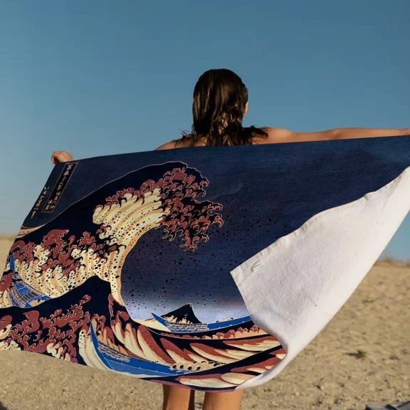 Japanese Wave Art Towel Microfiber Beach Towel Absorbent Quick dry Soft Yoga Swimming Resort Mountain Climbing Towel (6)