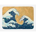 thumbnail image 1 of Japanese Wave Bath Mat, Sea Storm in Japan Traditional Drawing Foamy Great Waves, Non-Slip Plush Mat Bathroom Kitchen Laundry Room Decor, 29.5 X 17.5 Inches, Earth Yellow Dark Blue White, Ambesonne, 1 of 2
