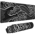 thumbnail image 1 of Japanese Wave Black & White Gaming Mouse Pad - XL Large Non-Slip Rubber Mousepad, Stitched Edges, Long Extended Mice Pad, Ideal for Desk, Home, Office, 31.5x11.8 Inch, 1 of 6