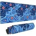 thumbnail image 1 of Japanese Wave Cherry Blossom Blue XXL XL Large Gaming Mouse Pad for Desk, Non-Slip Long Extended Keyboard Pads Mousepad Rubber Table Mat 31.5 X 11.8 Inch, 1 of 7