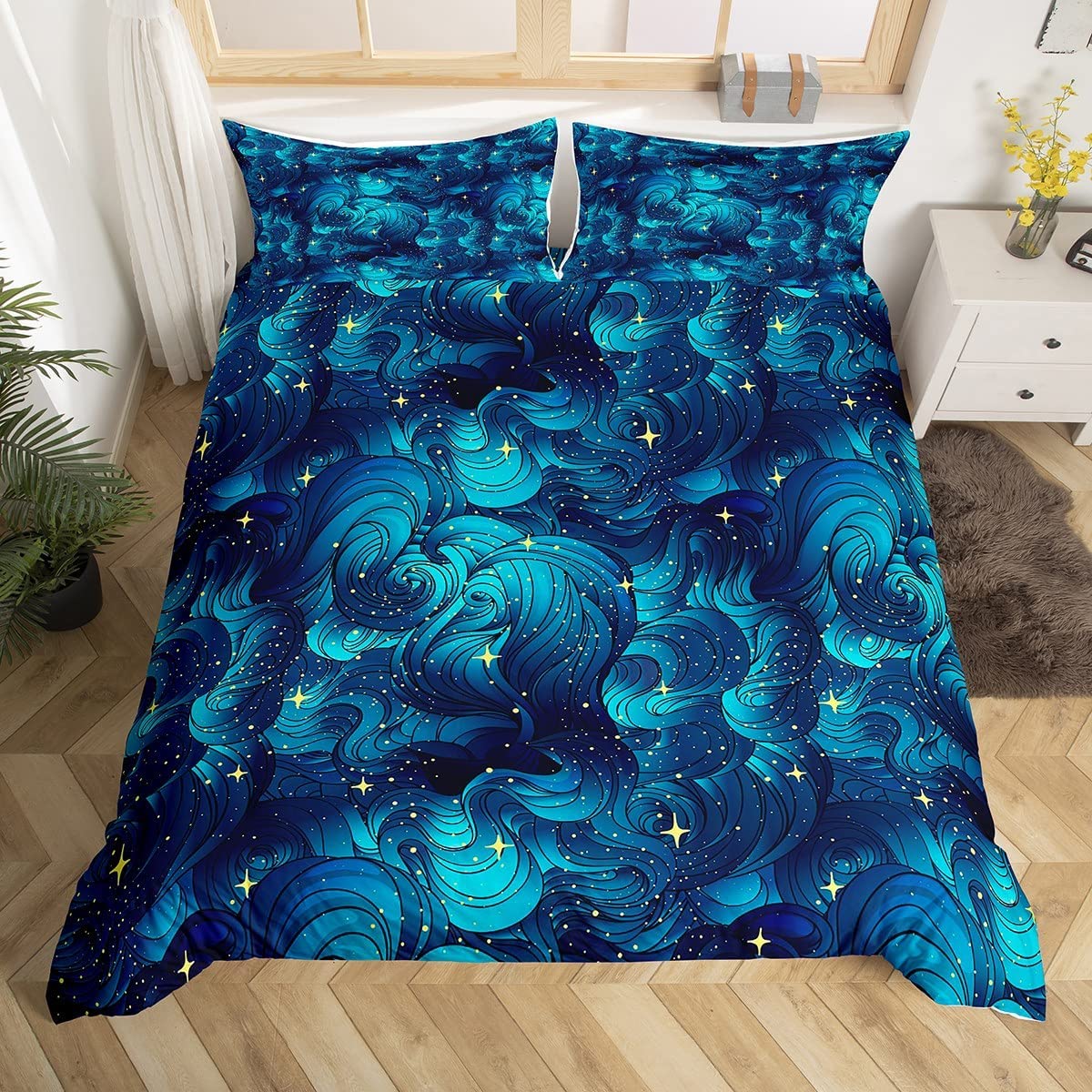Japanese Wave Duvet Cover Set Sea Storm In Japan Traditional Drawing