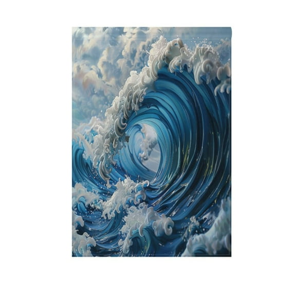 Japanese Wave Garden Flag House Banner 12" x 18" Double Sided Outdoor Yard Decoration
