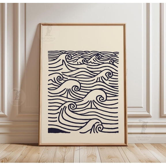Japanese Wave Minimal Line Coastal Poster Unframed Paper Print