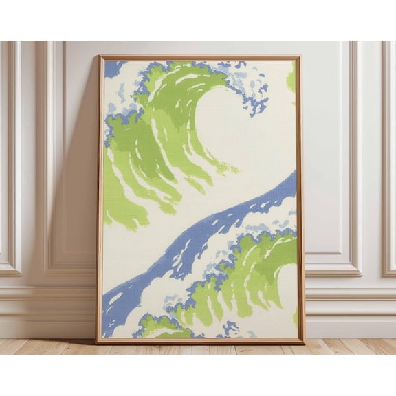 Japanese Wave Modern Pop Art Ocean Colorful Sea Wave Wall Art Print, Unframed Paper Poster 24x36in