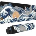 thumbnail image 1 of Japanese Wave Mouse Pad Extended XL Gaming Mice Pad Office Desk Mat with Stitched Edges, Non-Slip Oversized Desk Pad, 31.5 X 11.8 Inch, 1 of 6