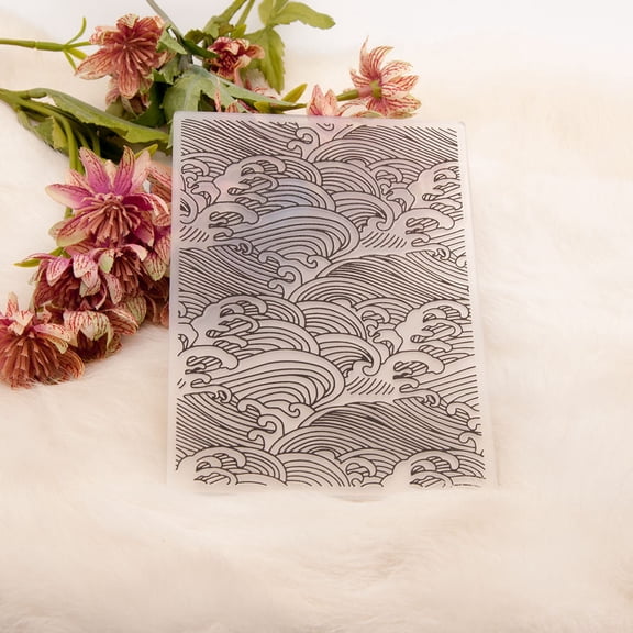 Japanese Wave Pattern 3D Embossing Folder, Ouginx 4.1x5.8 inch 3D Textured Plate Templates for Card Making Scrapbooking Paper Craft Tool