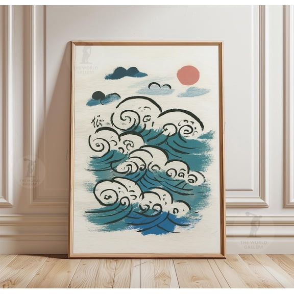 Japanese Wave Poster Minimal Ocean Art Ukiyo Style Wall Decor Art, Unframed Poster