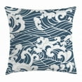 thumbnail image 1 of Japanese Wave Throw Pillow Cushion Cover, Hand Drawn Traditional Style Aquatic Doodle River Storm Retro Abstract, Decorative Square Accent Pillow Case, 20 X 20 Inches, Slate Blue White, by Ambesonne, 1 of 2