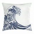 thumbnail image 1 of Japanese Wave Throw Pillow Cushion Cover, Oriental Vintage Great Wave Monochrome Kanagawa Inspired Antique Art, Decorative Square Accent Pillow Case, 20 X 20 Inches, Black and White, by Ambesonne, 1 of 2