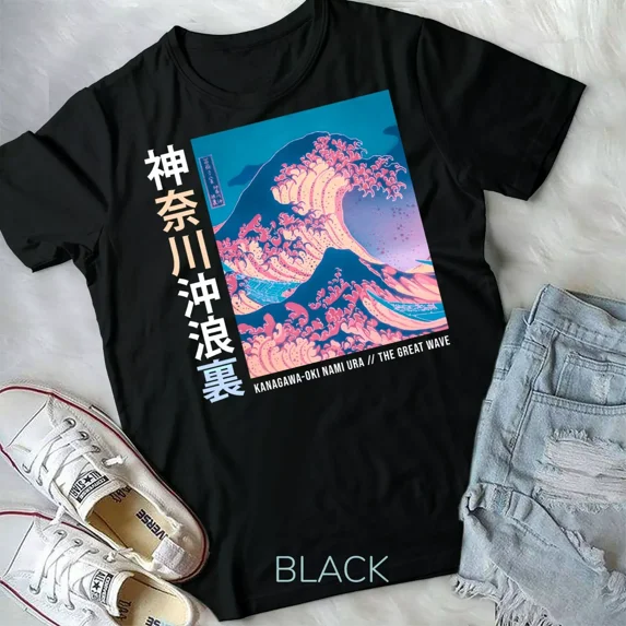 Japanese Wave Vintage Streetwear Aesthetic Trendy Graphic Unisex Form T ...