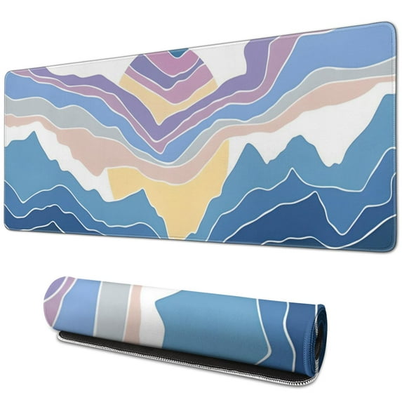 Japanese Wave XL Gaming Mouse Pad - Non-Slip Rubber Base, Stitched Edges for Extended Durability, Large Gaming Surface, 31.5 X 11.8 Inch