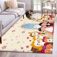 thumbnail image 1 of Japanese Wedding Area Rugs 3'x5', Washable Small Throw Rugs for Living Room Bedroom, Cute Owls Cherry Blossoms Beige Indoor Outdoor Rug Non-Slip Low Pile Carpet Runner Reversible Floor Mats, 1 of 8