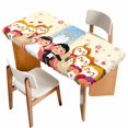 thumbnail image 1 of Japanese Wedding Table Cloths for 4 Foot Rectangle Tables, Cute Owls Cherry Blossoms Beige Patio Waterproof Elastic Fitted Tablecloths, Washable Rectangular Table Cover for Camping, 1 of 8