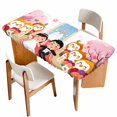 thumbnail image 1 of Japanese Wedding Table Cloths for 4 Foot Rectangle Tables, Cute Owls Pink Cherry Blossoms Patio Waterproof Elastic Fitted Tablecloths, Washable Rectangular Table Cover for Camping, 1 of 8