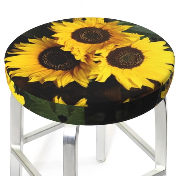 Japanese Were Blossoming Round Bar Stool Seat Covers, Elastic Round Chair Cover Stool Seat Slipcover Bar Stool Cushions Round Pad for 12-14 inch
