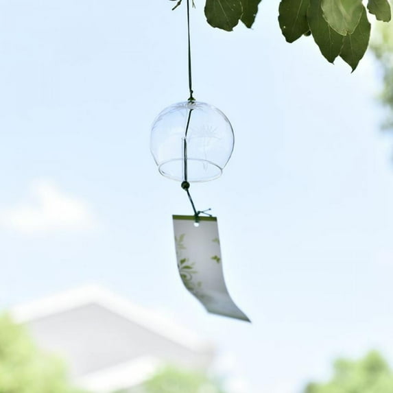 Japanese Wind Chimes Romantic Cherry Wind Bells Handmade Glass Japanese Style Pendant for Birthday Gift Outdoor or Indoor Home Decors