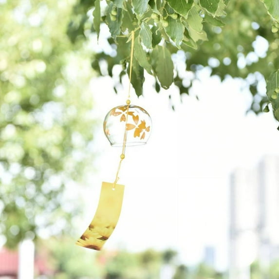 Japanese Wind Chimes Romantic Cherry Wind Bells Handmade Glass Japanese Style Pendant for Birthday Gift Outdoor or Indoor Home Decors