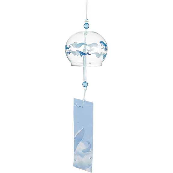Japanese Wind Chimes Whale Pattern Glass Wind Bells Handmade Pendants for Birthday Gift Home Christmas Party Decorations Clear 1pc