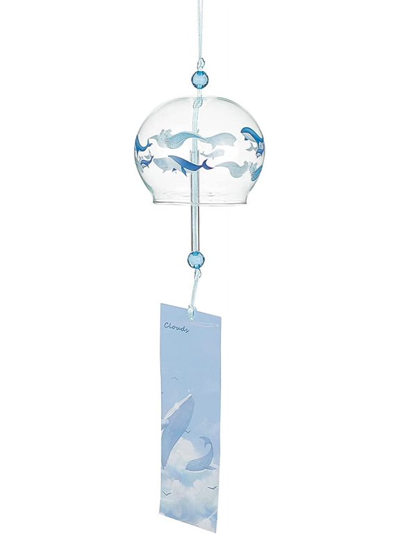 Japanese Wind Chimes Whale Pattern Glass Wind Bells Handmade Pendants
