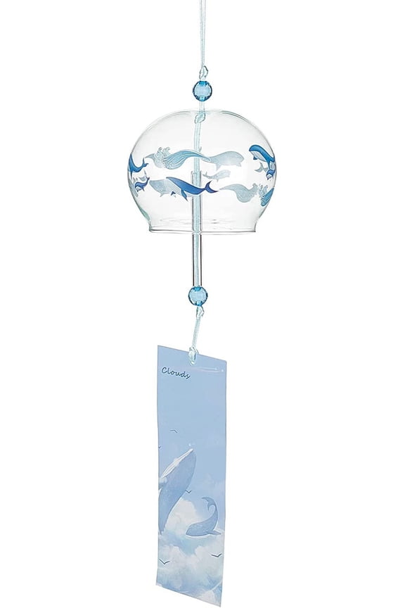 Japanese Wind Chimes Whale Pattern Glass Wind Bells Handmade Pendants