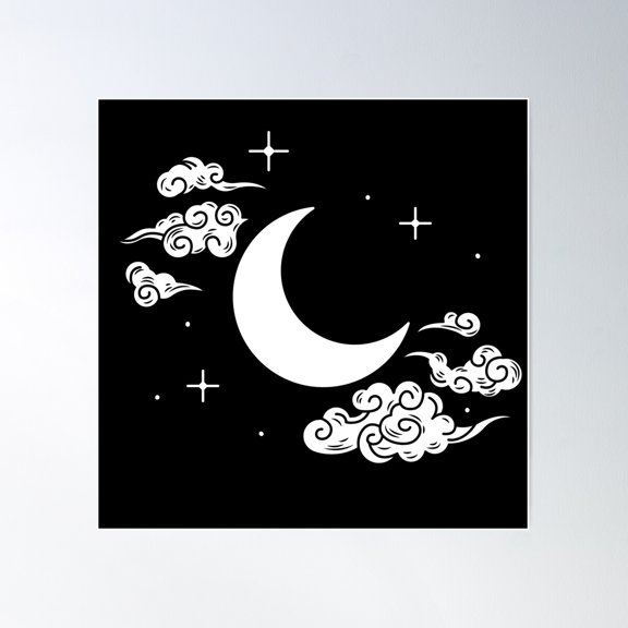 Japanese Wind Clouds Poster Wall Art, Modern Wall Decor For Living Room Bedroom, 17x17 UNFRAMED