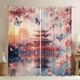 thumbnail image 1 of Japanese Window Curtains 3D Red Pavilion Curtains & Drapes 52"Wx63"L Blossom Cherry Blossom Butterfly 30%-50% Blackout Curtains Japanese Sakura Floral Aesthetics Room Decor 2 Panels, 1 of 6