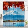 thumbnail image 1 of Japanese Window Curtains 3D style Maple leaf Mt.Fuji sky blue Modern Minimalistic Window Treatments Blackout Curtains Bedroom privacy Decor(Rod pocket), 1 of 5