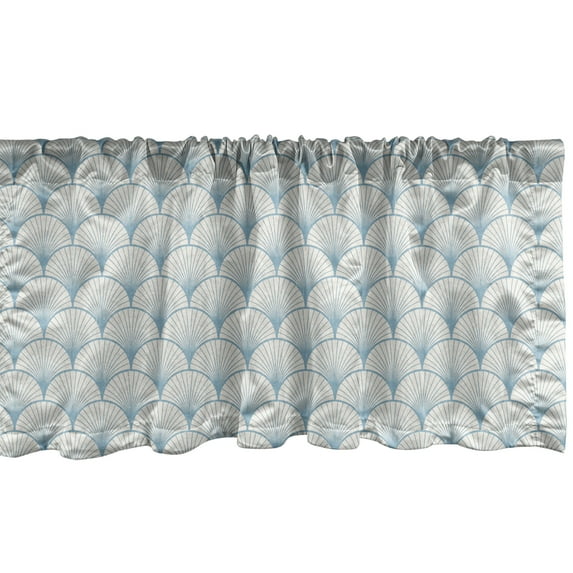 Ambesonne Japanese Valance Pack of 2, Far Eastern Fan Motif Art, 54"X18", Blue Grey and Coconut