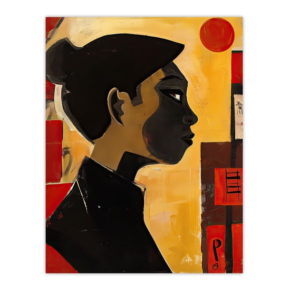 Japanese Woman Traditional Dress Profile Portrait Living Room Large Wall Art Poster Print Thick Paper 18X24 Inch