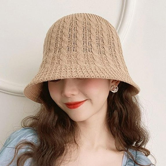 Japanese Women Bucket Hat Breathable Thin Hollow Sun Protection Crochet Fisherman Hat for Hiking Travel Outdoor Teens khaki